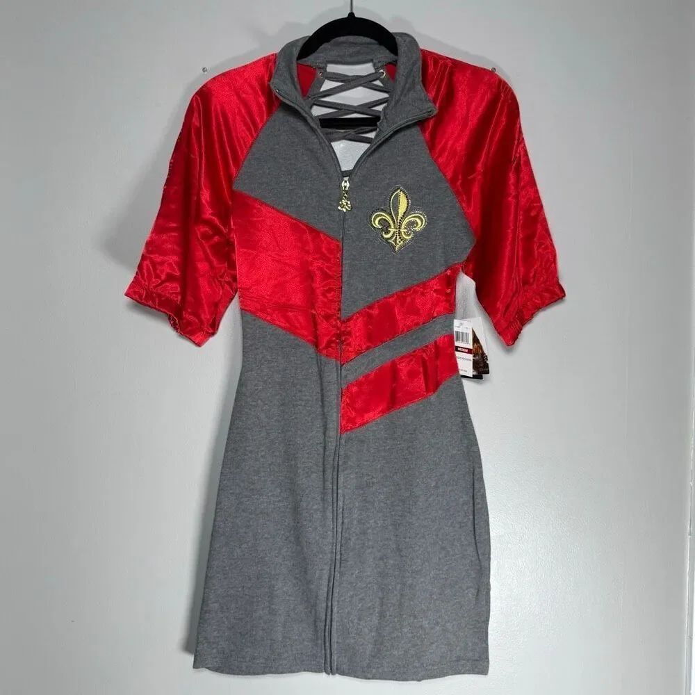 NWT Dereon Lace-Up Track Dress Red & Gray Y2K Baddie Vintage
